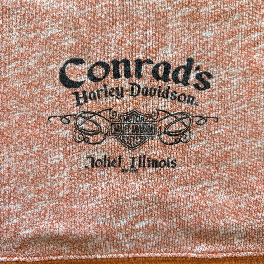 Harley Davidson Hoodie Sweatshirt Womens Medium Graphic Orange Cream Heather - Picture 8 of 8